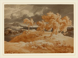 Friedrich Preller the Elder (German, 1804-1878), Italian Coastal Landscape with a Thunderstorm,