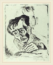 Walter Gramatté, Bildnis Dr. Gr., German, 1897-1929, 1919, lithograph on blue-green japan paper