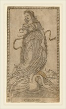 Master of the E-Series Tarocchi (Italian, active c. 1465), Clio, c. 1465, engraving with traces of