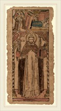 Italian 15th Century, Saint Dominic, c. 1450, woodcut, hand-colored in brown, vermilion, orange,
