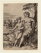 Agostino dei Musi after Raphael (Italian, c. 1490-1536 or after), Venus and Cupid, 1516, engraving