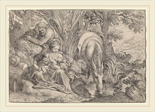 Camillo Procaccini (Italian, c. 1555-1629), The Rest on the Flight into Egypt, c. 1590, etching on