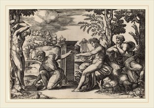 Master of the Die after Raphael (Italian, active c. 1532), Apollo and Marsyas, engraving