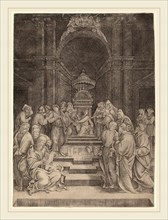 Master HFE (Italian, active first half 16th century), Christ Disputing with the Doctors, engraving
