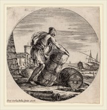 Stefano Della Bella (Italian, 1610-1664), Galley Slave Hauling a Ship's Cargo, 1656, etching on