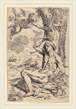 Simone Cantarini (Italian, 1612-1648), Saint Sebastian, etching