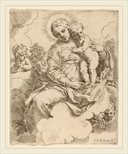 Simone Cantarini (Italian, 1612-1648), The Virgin and Child, etching in gray