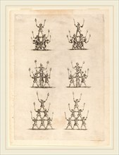 Stefano Della Bella (Italian, 1610-1664), Thirty-Six Jugglers Standing in Pyramids, 1652, etching