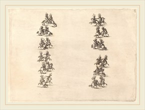 Stefano Della Bella (Italian, 1610-1664), Cavaliers Fighting in Two Columns, 1652, etching on laid