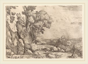Ercole Bazicaluva (Italian, c. 1610-1661 or after), Landscape with Resting Herdsmen, 1638, etching