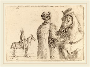 Stefano Della Bella (Italian, 1610-1664), Polish Attendant Holding the Bridle of a Horse, etching