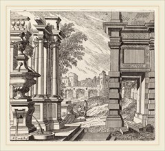 Giuseppe Antonio Landi (Italian, 1713-1791), Architectural Fantasy with a Fountain, Classical