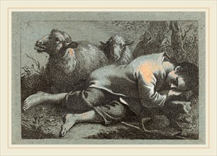 Francesco Londonio (Italian, 1723-1783), Peasant Boy Asleep near Two Sheep, 1758-1759, etching