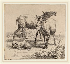 Nicolaes Pietersz Berchem, Set of Sheep [plate 6], Dutch, 1620-1683, 1590-1690,