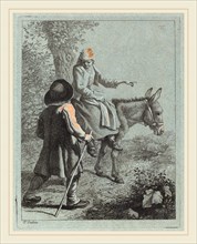 Francesco Londonio (Italian, 1723-1783), Peasant Woman Seated on a Donkey and a Peasant Man,