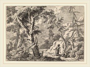 Marco Ricci (Italian, 1676-1729), Wilderness Landscape with Two Hermits, 1730, etching on laid