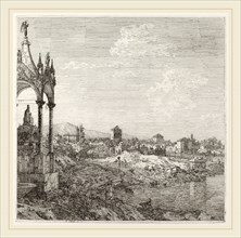 Canaletto (Italian, 1697-1768), View of a Town with a Bishop's Tomb, c. 1735-1746, etching on laid