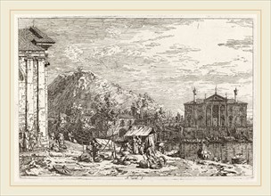 Canaletto (Italian, 1697-1768), The Market at Dolo [lower left], c. 1735-1746, etching on laid