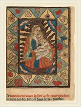 Netherlandish 15th Century, The Madonna and Child, c. 1500, woodcut,  hand-colored in light and