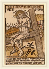 Netherlandish 15th Century, Christ as the Man of Sorrows, c. 1500, woodcut, hand-colored in yellow,