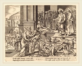 Philip Galle after Maerten van Heemskerck (Flemish, 1537-1612), The Deaths of Ananias and Sapphira,
