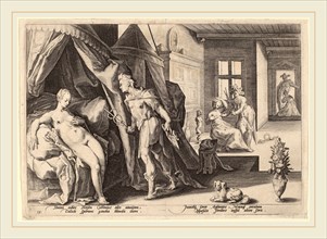 Dutch 16th Century after Hendrik Goltzius, Mercury Entering Herse's Room, 1590, engraving on laid