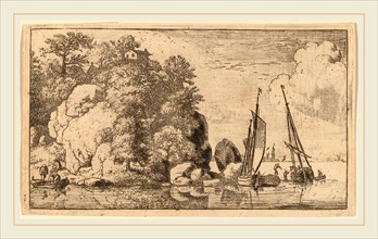 Allart van Everdingen (Dutch, 1621-1675), Two Boats on a Wide River, probably c. 1645-1656, etching