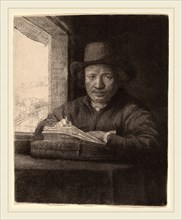 Rembrandt van Rijn (Dutch, 1606-1669), Self-Portrait Drawing at a Window, 1648, etching, drypoint,