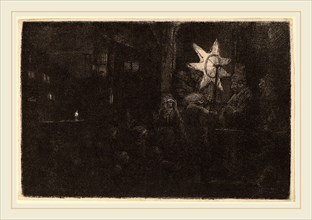 Rembrandt van Rijn (Dutch, 1606-1669), The Star of the Kings: a Night Piece, c. 1651, etching, with
