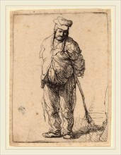Rembrandt van Rijn (Dutch, 1606-1669), Ragged Peasant with His Hands behind Him, Holding a Stick, c