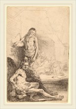 Rembrandt van Rijn (Dutch, 1606-1669), Nude Man Seated and Nude Man Standing,  with a Woman and