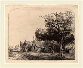 Rembrandt van Rijn (Dutch, 1606-1669), Landscape with Three Gabled Cottages beside a Road, 1650,