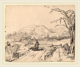 Rembrandt van Rijn (Dutch, 1606-1669), Landscape with Sportsman and Dog, c. 1653, etching and
