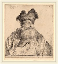 Rembrandt van Rijn (Dutch, 1606-1669), Old Man with a Divided Fur Cap, 1640, etching, with some
