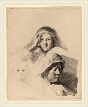 Rembrandt van Rijn (Dutch, 1606-1669), Three Heads of Women, One Lightly Etched, c. 1637, etching
