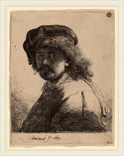 Rembrandt van Rijn (Dutch, 1606-1669), Self-Portrait in a Cap and Scarf with the Face Dark, 1633,