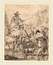 Nicolaes Pietersz Berchem (Dutch, 1620-1683), Herd Crossing the Brook, etching