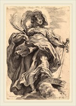Sir Peter Paul Rubens (Flemish, 1577-1640), Saint Catherine in the Clouds, etching