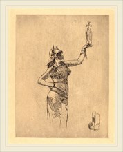 Félicien Rops (Belgian, 1833-1898), The Falconer (La fauconniere), etching