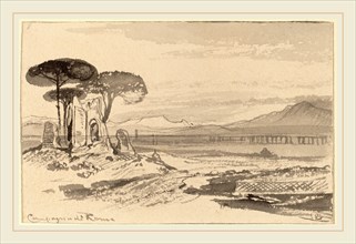 Edward Lear, Campagna di Roma, British, 1812-1888, 1884-1885, gray wash on wove paper