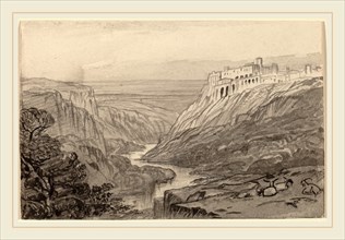 Edward Lear, Goats Resting above a River Gorge (Narni, Italy), British, 1812-1888, 1884-1885, gray