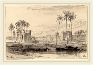 Edward Lear, Thebes, British, 1812-1888, 1884-1885, gray wash on wove paper