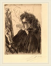 Anders Zorn, Girl with Cigarette, Swedish, 1860-1920, 1891, etching