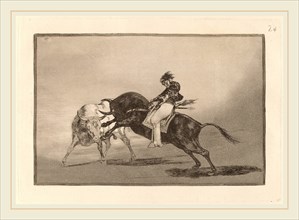 Francisco de Goya, El mismo Ceballos montado sobre otro toro quiebra rejones en la plaza de Madrid