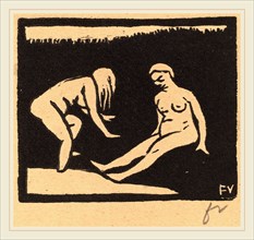 Félix Vallotton, Leaving the Water (La sortie du bain), Swiss, 1865-1925, 1893, woodcut in black on