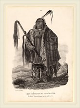 Karl Bodmer, Ein Monitari Indianer, Swiss, 1809-1893, 1839, lithograph