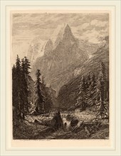 Alexandre Calame, Mountain Meadow, Swiss, 1810-1864, 1840, etching on chine collé