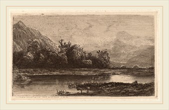 Alexandre Calame, Mountain Lake, Swiss, 1810-1864, 1840, etching on chine collé