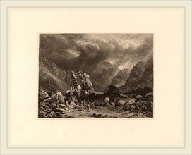 Alexandre Calame, Storm in the Mountains, Swiss, 1810-1864, 1840-1850, etching on chine collé
