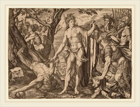 Melchior Meier, Apollo and Marsyas, Swiss, active 1582, 1581, engraving on laid paper